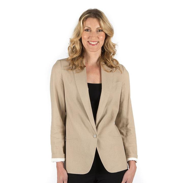 Women's Larry Levine Linen Blend Blazer, Size: 6, Blue Other