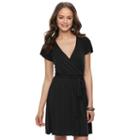 Juniors' Mudd&reg; Faux-wrap Dress, Teens, Size: Xl, Black