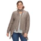 Plus Size Sonoma Goods For Life&trade; Scarf Cardigan Sweater, Women's, Size: 2xl, Med Brown