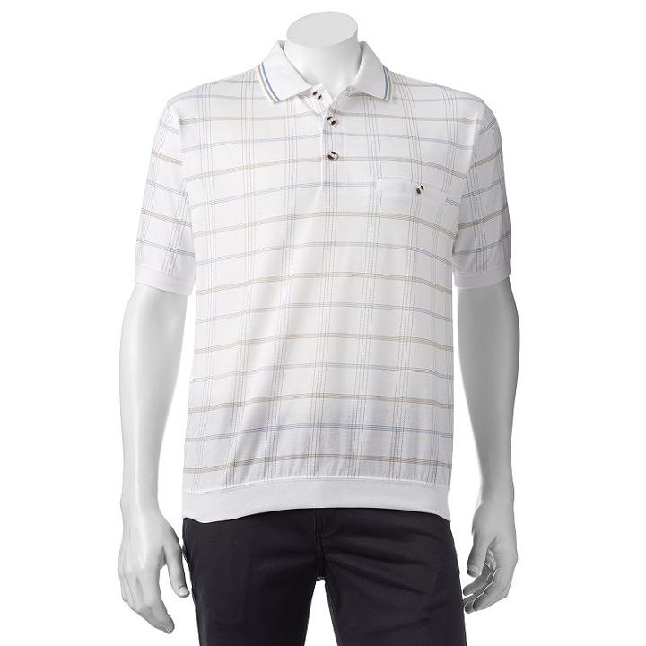 Men's Safe Harbor Grid Banded-bottom Polo, Size: Xxl, White