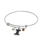Fiora Sterling Silver Illinois Fighting Illini Charm Bangle Bracelet, Women's, Orange