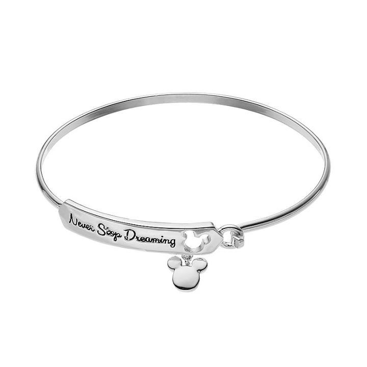 Disney's Mickey Mouse Never Stop Dreaming Bangle Bracelet, Women's, Grey