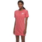 Women's Nike Sportswear Short Sleeve Sweatshirt Dress, Size: Medium, Pink