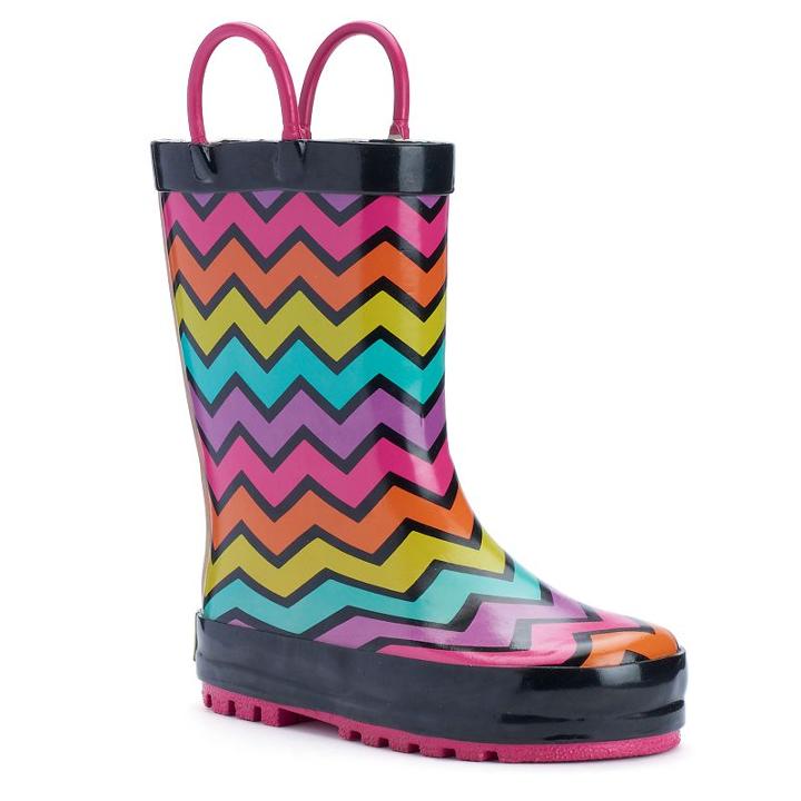 Western Chief Funny Stripe Toddler Girls' Waterproof Rain Boots, Girl's, Size: 10 T, Black