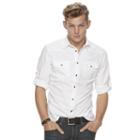 Men's Rock & Republic Solid Ripstop Button-down Shirt, Size: Large, White