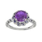 Amethyst And Lab-created Sapphire Sterling Silver Flower Ring, Women's, Size: 6, Multicolor