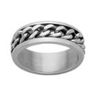 Stainless Steel Curb Chain Spinner Band - Men, Size: 10, Grey