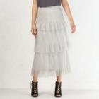 Women's Lc Lauren Conrad Tiered Tulle Midi Skirt, Size: Small, Silver