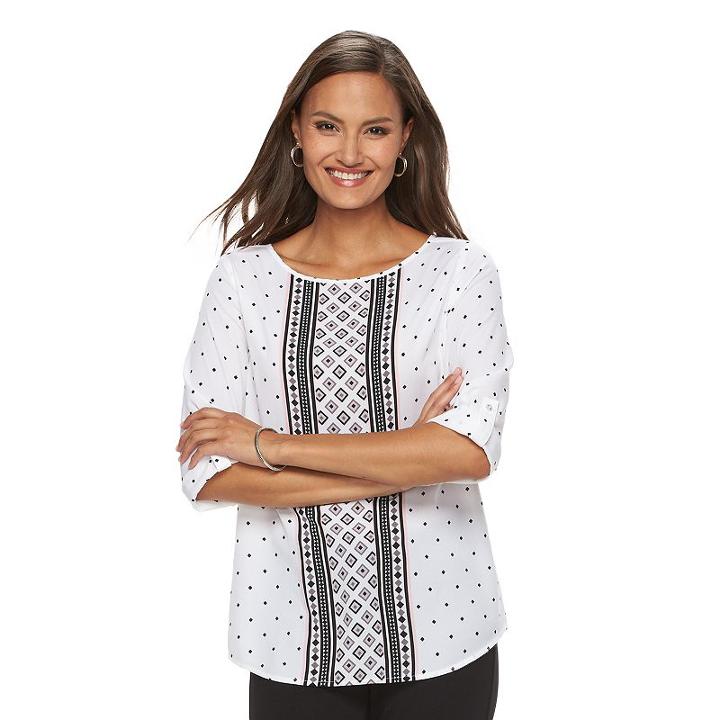 Women's Croft & Barrow&reg; Crepe Print Top, Size: Xl, Grey