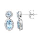 10k White Gold Aquamarine & 1/4 Carat T.w. Diamond Oval Drop Earrings, Women's, Blue