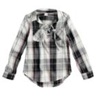 Girls 7-16 & Plus Size Mudd&reg; Lace-up Popover Chambray Shirt, Size: 7-8, White