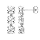 Sterling Silver 1/6 Carat T.w. Diamond Linear Drop Earrings, Women's, White