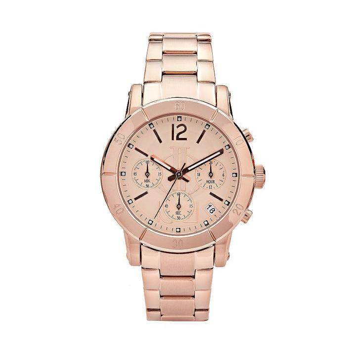 Jennifer Lopez Women's Stainless Steel Chronograph Watch, Size: Medium, Light Pink