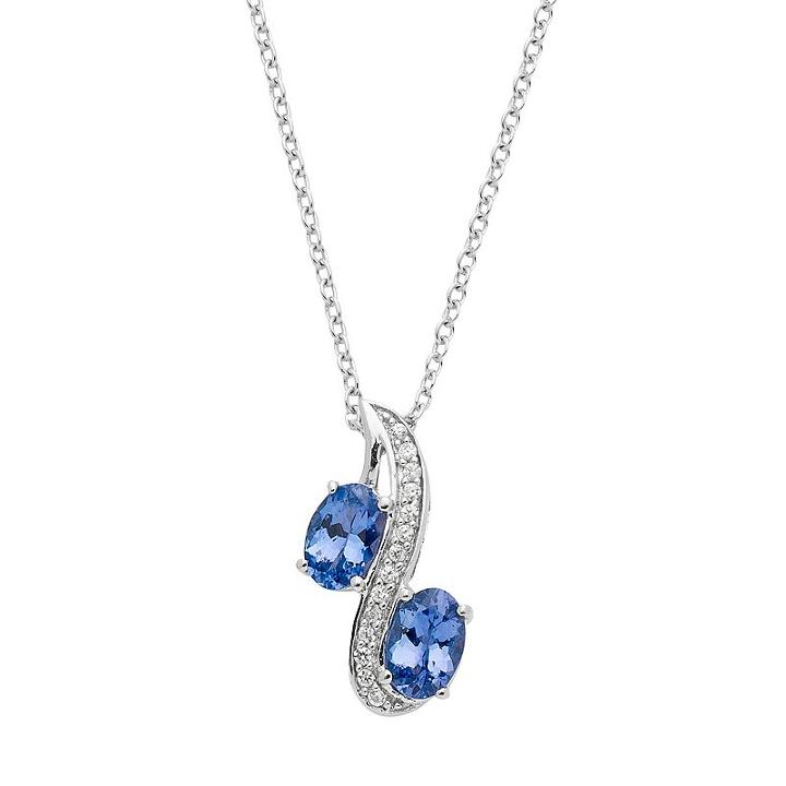 Sterling Silver Tanzanite & White Zircon Swirl Pendant, Women's, Size: 18, Blue