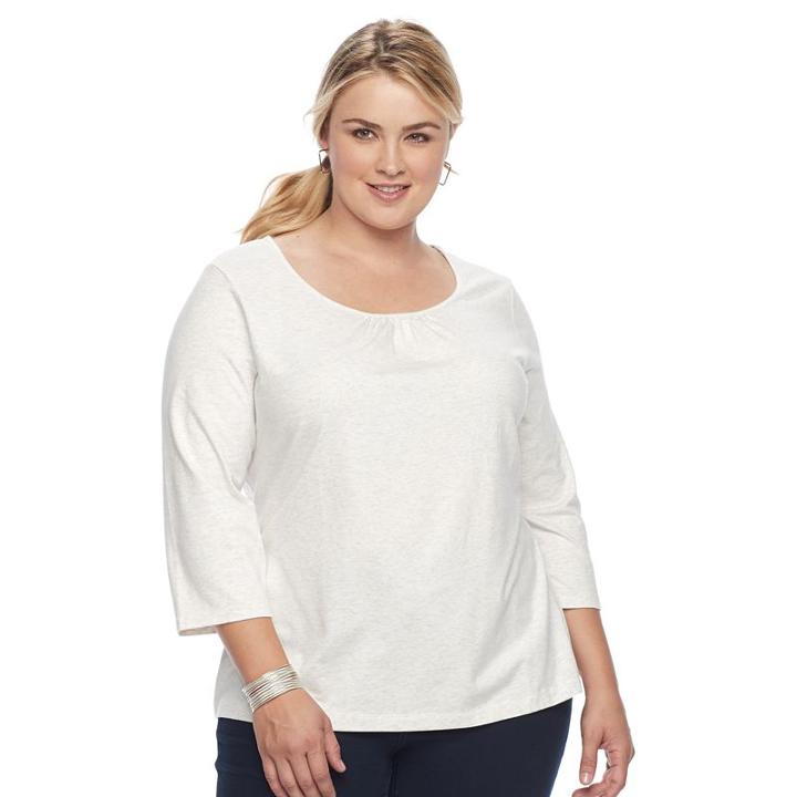Plus Size Croft & Barrow&reg; Pleated Tee, Women's, Size: 1xl, Light Grey