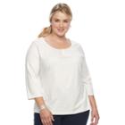 Plus Size Croft & Barrow&reg; Pleated Tee, Women's, Size: 1xl, Light Grey