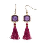 Purple Tassel Drop Earrings, Women's, Multicolor