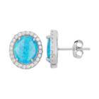Lab-created Blue Opal & Cubic Zirconia Sterling Silver Oval Halo Stud Earrings, Women's