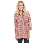 Maternity Oh Baby By Motherhood&trade; Plaid Tunic, Women's, Size: Large, Drk Orange