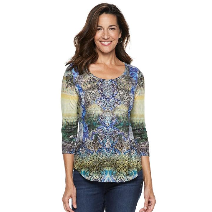 Women's World Unity Embellished High-low Tee, Size: Small, Blue