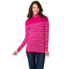 Women's Haggar Striped Turtleneck Sweater, Size: Xl, Dark Pink