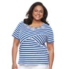 Plus Size Napa Valley Striped Embellished Tee, Women's, Size: 3xl, Dark Blue