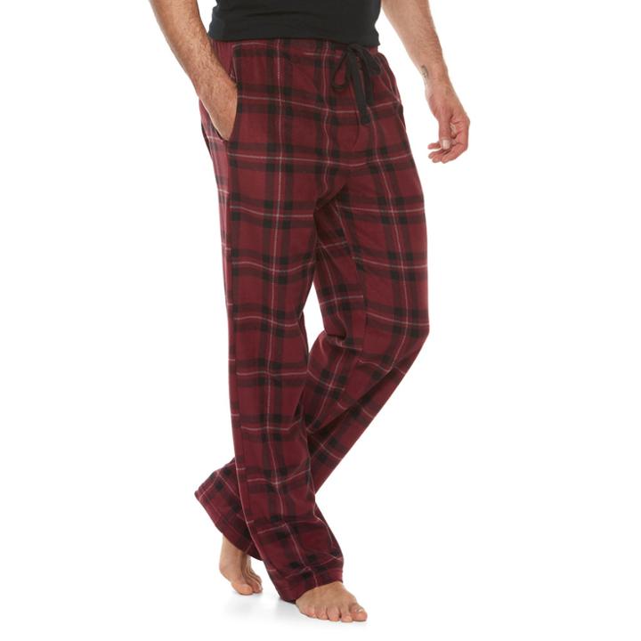 Men's Croft & Barrow&reg; Patterned Microfleece Lounge Pants, Size: Xl, Dark Red
