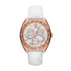 Jennifer Lopez Women's Crystal Leather Watch, White