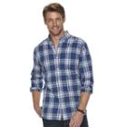 Men's Sonoma Goods For Life&trade; Modern-fit Plaid Poplin Button-down Shirt, Size: Small, Dark Blue