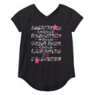 Girls Plus Size So&reg; Double V-neck Active Graphic Tee, Girl's, Size: 12 1/2, Black