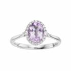 Lc Lauren Conrad 10k White Gold Amethyst & 1/8 Carat T.w. Diamond Oval Halo Ring, Women's, Purple