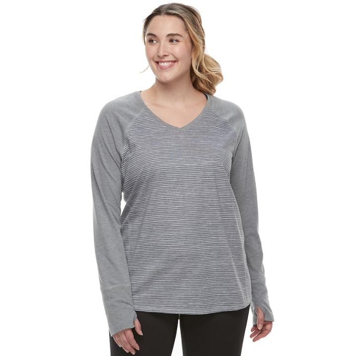Plus Size Tek Gear&reg; Printed Long Sleeve Tee, Women's, Size: 3xl, Grey