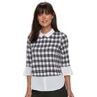 Women's Elle&trade; Printed Mock-layer Top, Size: Large, White