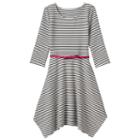 Girls 7-16 & Plus Size So&reg; Patterned Textured Handkerchief Dress, Girl's, Size: 14 1/2, Black