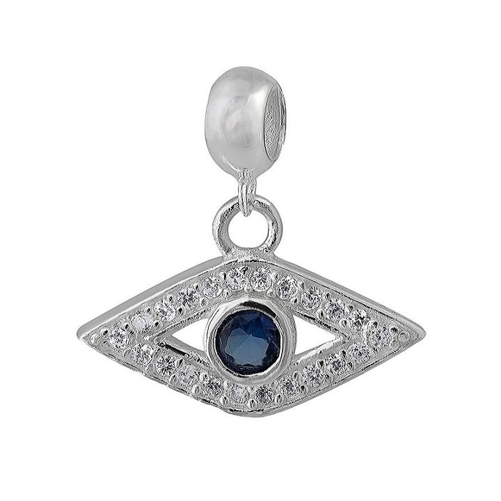Individuality Beads Sterling Silver Cubic Zirconia Evil Eye Charm, Women's, Blue