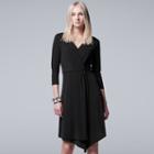 Women's Simply Vera Vera Wang Simply Noir Faux-wrap Dress, Size: Large, Black