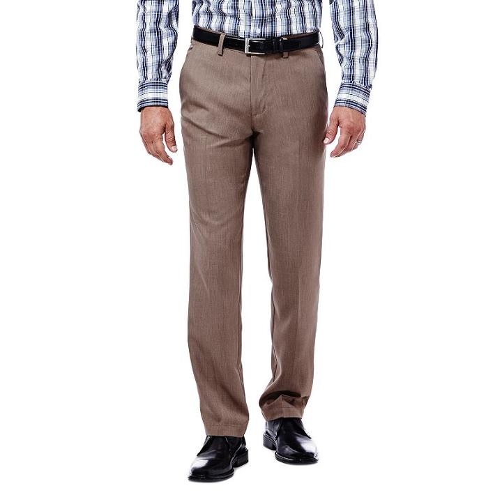 Big & Tall Haggar&reg; Slim-fit Performance Microfiber Flat-front Slacks, Men's, Size: 36x36, Med Beige