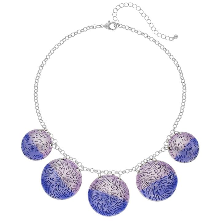 Purple Textured Disc Necklace, Women's
