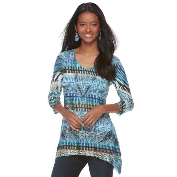 Women's Apt. 9&reg; Studded Shark-bite Hem Top, Size: Xl, Green Oth