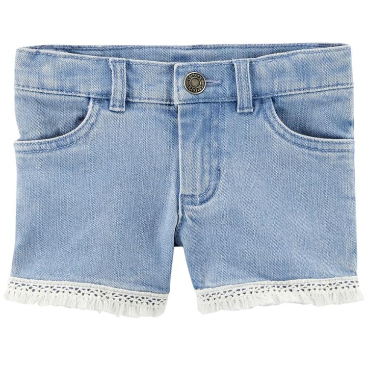 Girls 4-8 Carter's Fringe Trim Jean Shorts, Size: 5, Blue