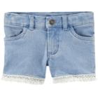 Girls 4-8 Carter's Fringe Trim Jean Shorts, Size: 5, Blue