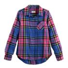 Girls 7-16 & Plus Size So&reg; Button-down Metallic Plaid Shirt, Size: 14, Med Blue