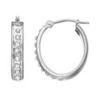 Diamond Fascination 10k White Gold Oval Hoop Earrings, Women's