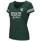 Juniors' Campus Heritage Michigan State Spartans Double Stag V-neck Tee, Women's, Size: Small, Dark Green