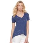 Women's Rock & Republic&reg; Burnout Star Tee, Size: Large, Blue