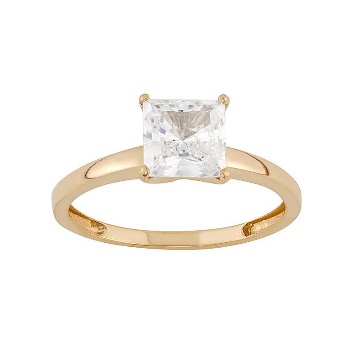 10k Gold Cubic Zirconia Solitaire Engagement Ring, Women's, Size: 9, White
