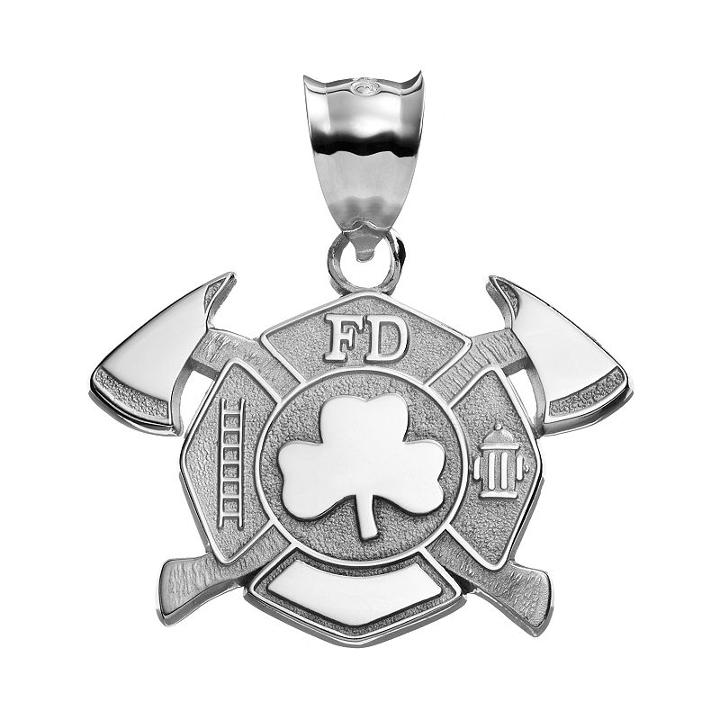Insignia Collection Sterling Silver Maltese Cross Axes And Shamrock Pendant, Women's, Multicolor