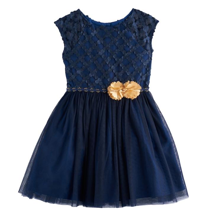 Girls 4-6x Marmellata Classics Dots Tulle Dress, Size: 5, Blue (navy)
