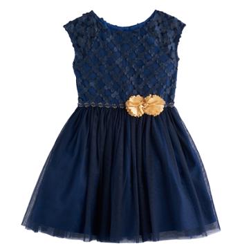 Girls 4-6x Marmellata Classics Dots Tulle Dress, Size: 5, Blue (navy)
