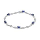 Sterling Silver Lab-created Sapphire & Diamond Accent Twist Bracelet, Women's, Blue